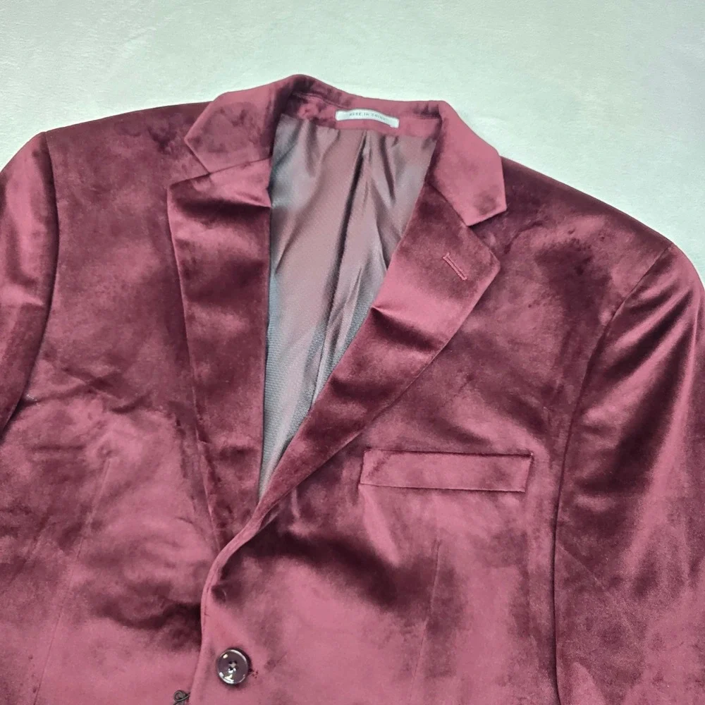 Alfani Slim Fit Velvet Blazer Mens‎ 38S 38 Burgundy Red Sport Coat $295 NEW